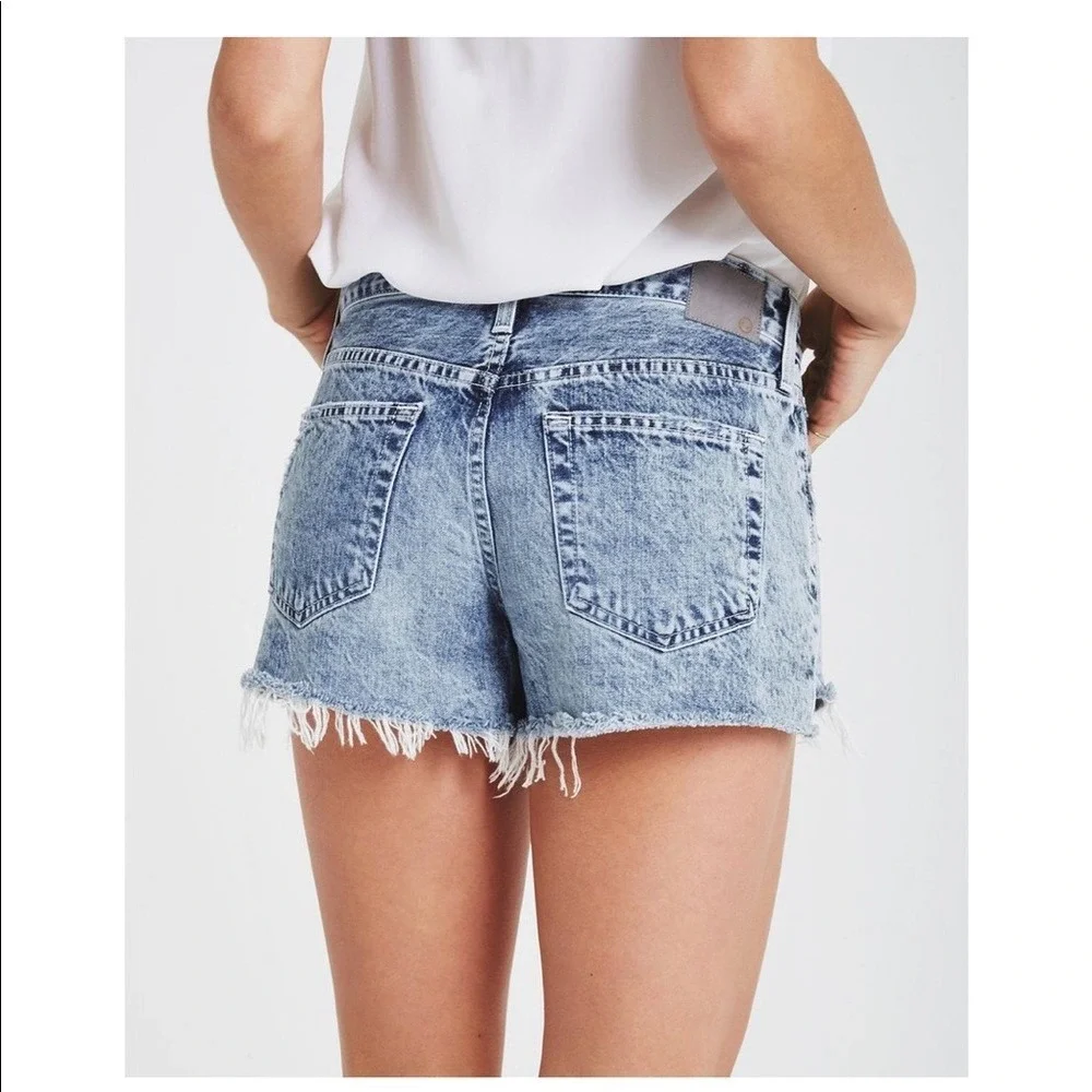 AG Adriano Goldschmied Women's Blue The Sadie Distressed Cut-Off Shorts Size 24